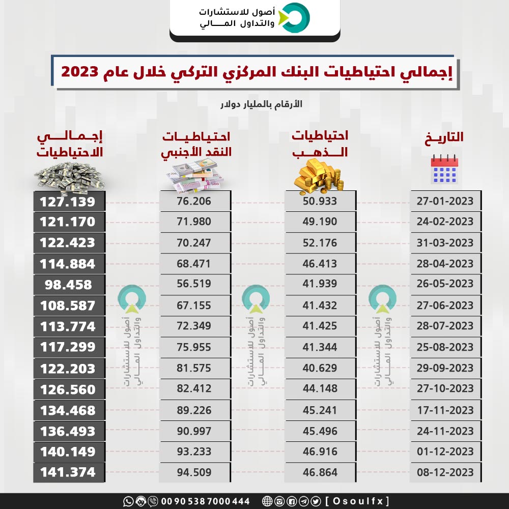 رقم قياسي جديد في احتياطيات المركزي التركي